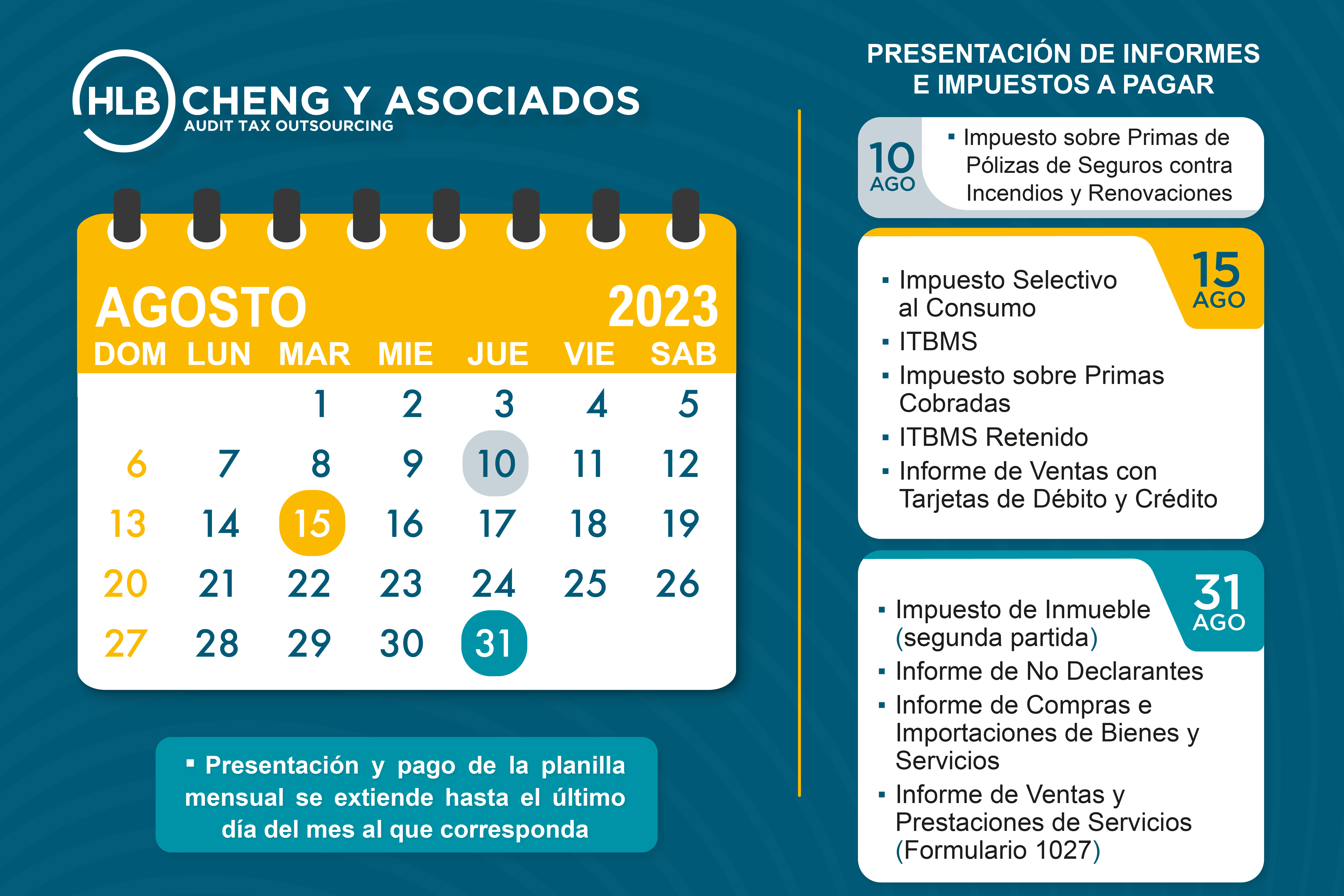 Calendario Tributario- agosto 2023